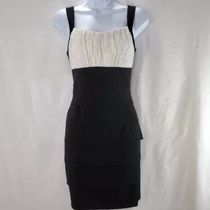 Women's Black/White Block Pattern Sheath Dress